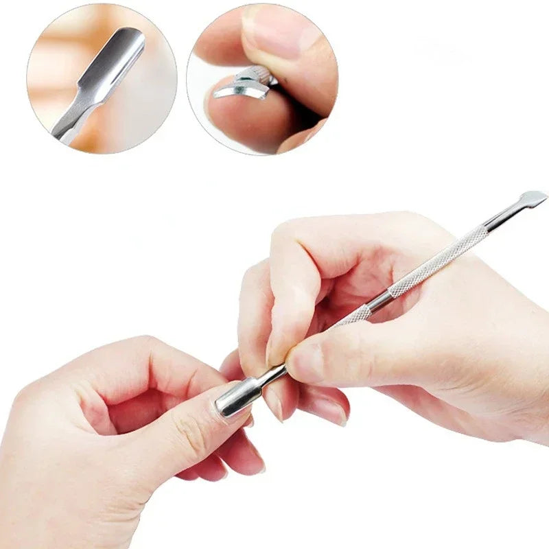 NEW Dual-Ended Stainless Steel Manicure Care Tool Cleaning Manicure Cuticle Pusher Dead Skin Remover Manicure Pedicure Tools