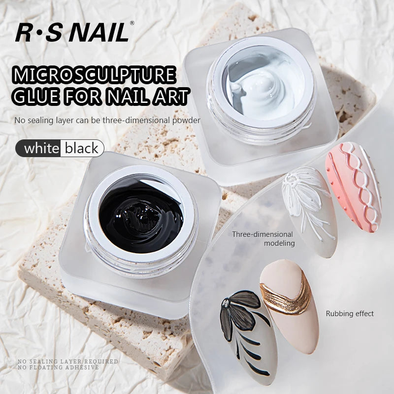 RS Nail 5ml Painting Carving Gel Nail Polish Black White 2 Colors Nail Accessories Nail Varnish Lacquer Nail Art Design Manicure