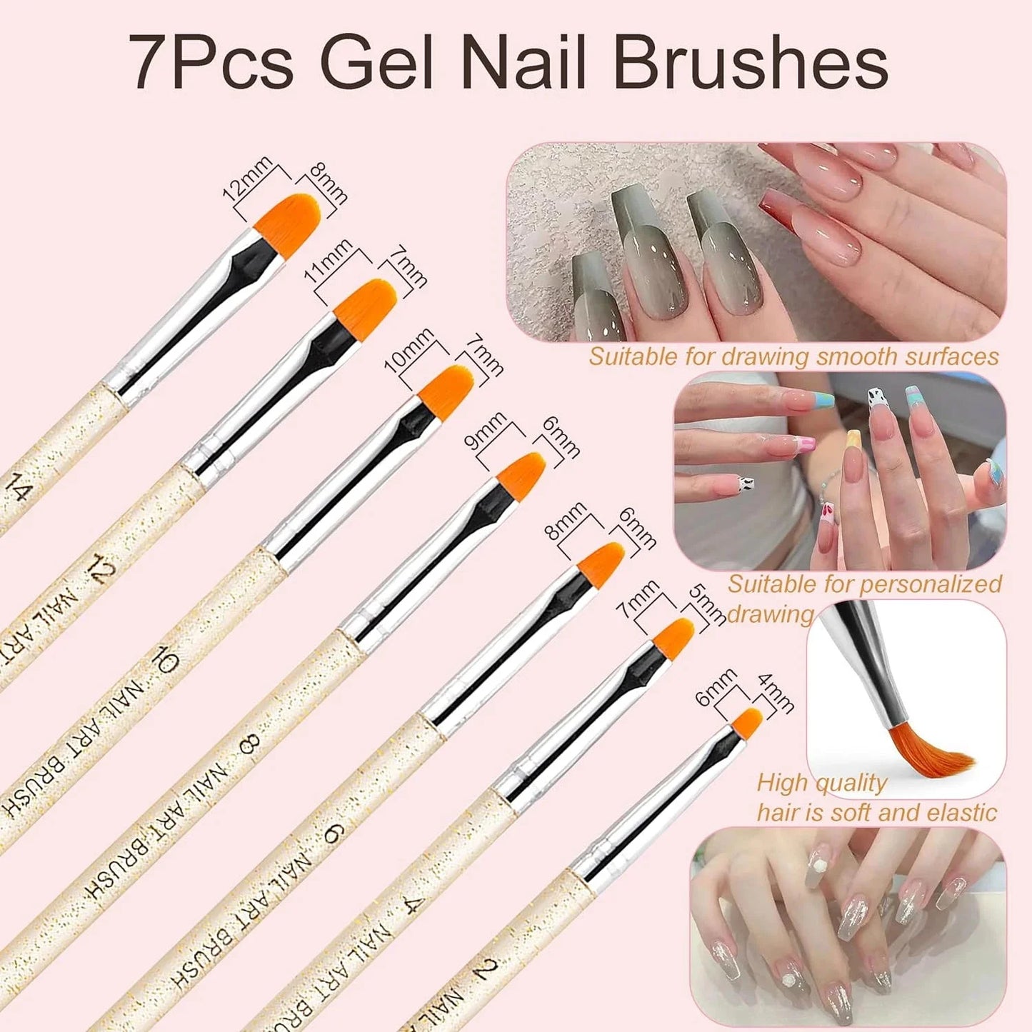 5-32Pcs Nail Art Brush Design Tip Painting Drawing Carving Dotting Pen FlatFan Liner Acrylic Gel UV Polish Tool Manicure