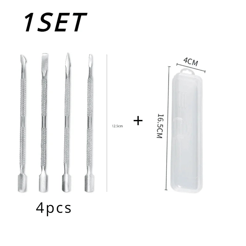 NEW Dual-Ended Stainless Steel Manicure Care Tool Cleaning Manicure Cuticle Pusher Dead Skin Remover Manicure Pedicure Tools