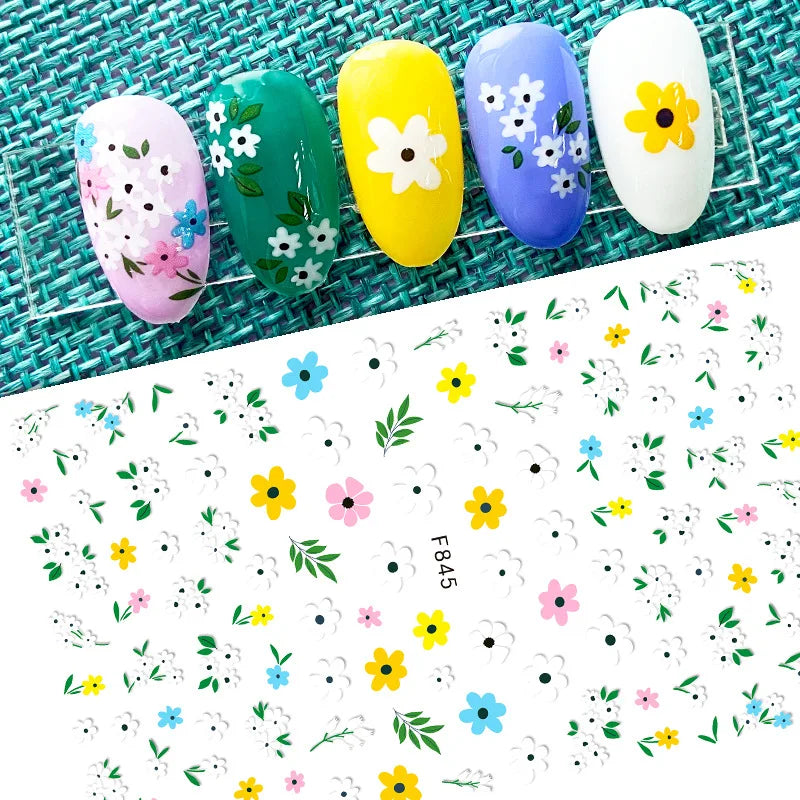 DIY Luxury Floral 3D Self-Adhesive Nail Sticker Red Rose Flower Nail Decorative Nail Sticker Pink Sakura Nail Slider