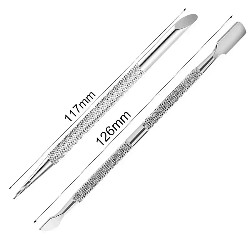 NEW Dual-Ended Stainless Steel Manicure Care Tool Cleaning Manicure Cuticle Pusher Dead Skin Remover Manicure Pedicure Tools