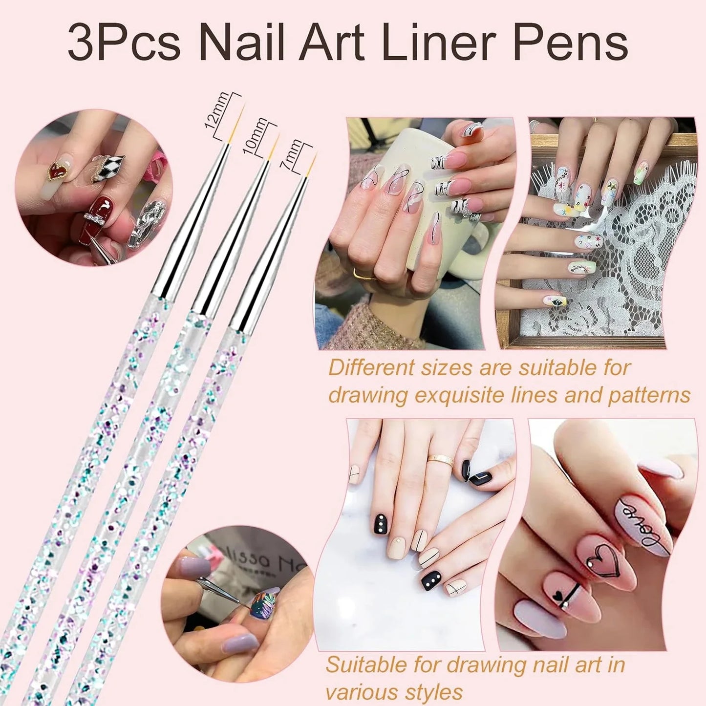 5-32Pcs Nail Art Brush Design Tip Painting Drawing Carving Dotting Pen FlatFan Liner Acrylic Gel UV Polish Tool Manicure