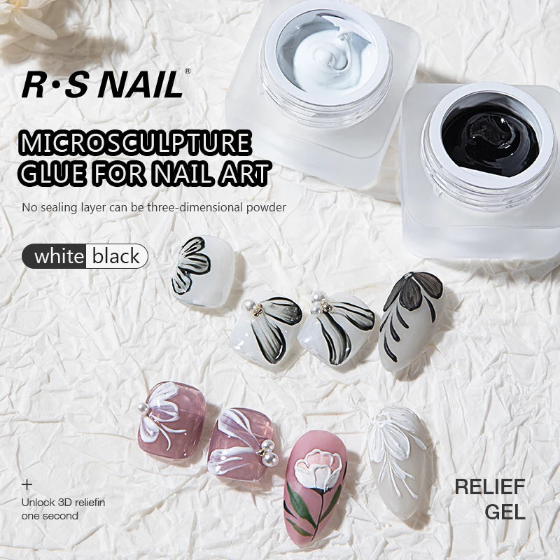 RS Nail 5ml Painting Carving Gel Nail Polish Black White 2 Colors Nail Accessories Nail Varnish Lacquer Nail Art Design Manicure
