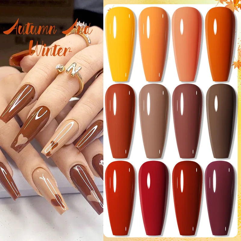 BORN PRETTY 15ml Autumn Winter Color Gel Nail Polish Dark Red Brown Christmas Soak Off UV LED Gel Nail Art DIY Design Varnishes