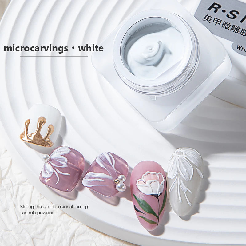 RS Nail 5ml Painting Carving Gel Nail Polish Black White 2 Colors Nail Accessories Nail Varnish Lacquer Nail Art Design Manicure