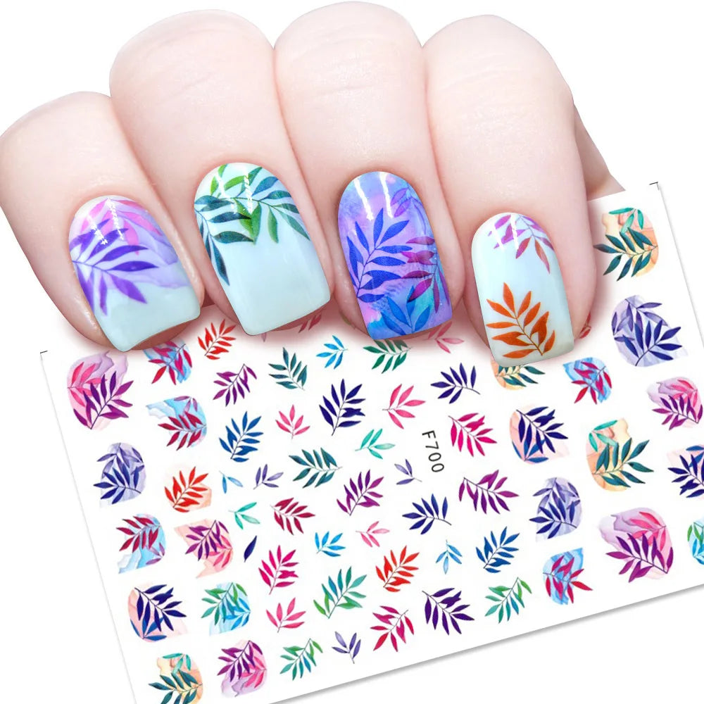 DIY Luxury Floral 3D Self-Adhesive Nail Sticker Red Rose Flower Nail Decorative Nail Sticker Pink Sakura Nail Slider