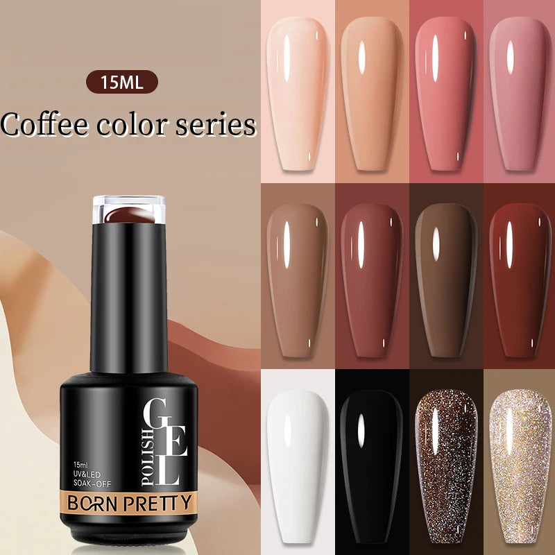 BORN PRETTY 15ml Autumn Winter Color Gel Nail Polish Dark Red Brown Christmas Soak Off UV LED Gel Nail Art DIY Design Varnishes