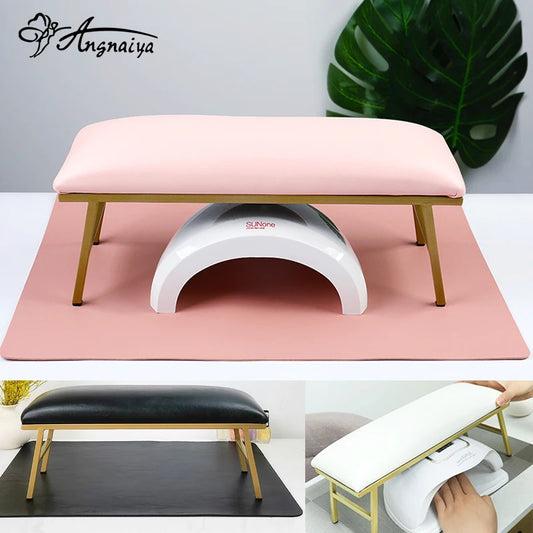 ANGNYA Nail Hand Pillow Set Heighten Nail Table Manicure Table Nail Stand Cushion Nail Mat Pad Iron Leather Arm Rest for Nails
