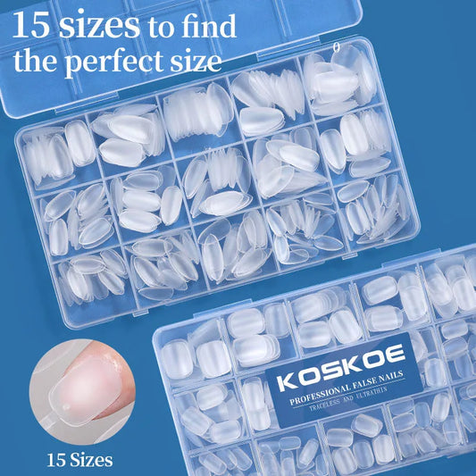 300/240pcs Matte Soft Gel Tips Short Almond Fake Nail Tips Nails Set Press On False Nail Full Cover Short Almond Nail Capsules