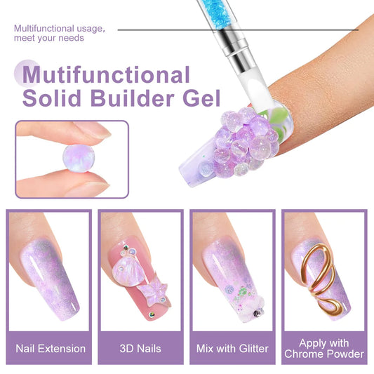 LIMEGIRL Non Stick Hand Engraving Pattern Gel kit with Engraving Pen 3D Art DIY Colored Sparkling Nail Extension Gel kit