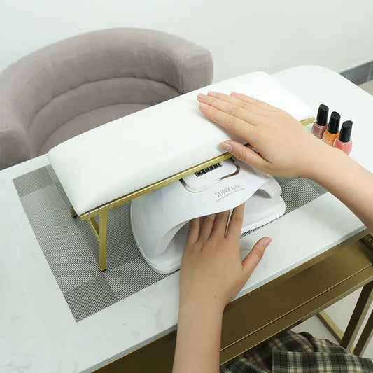ANGNYA Nail Hand Pillow Set Heighten Nail Table Manicure Table Nail Stand Cushion Nail Mat Pad Iron Leather Arm Rest for Nails