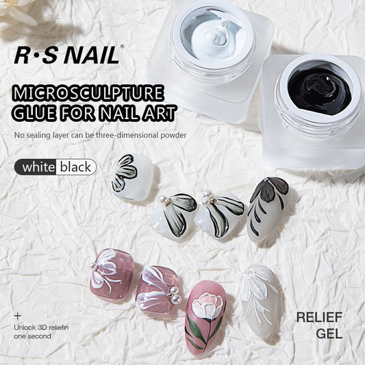 RS Nail 5ml Painting Carving Gel Nail Polish Black White 2 Colors Nail Accessories Nail Varnish Lacquer Nail Art Design Manicure